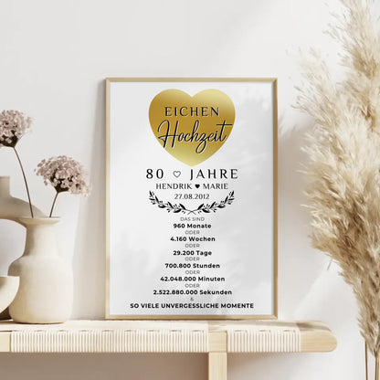 Personalisiertes Poster 80 Hochzeitstag Geschenk Eichenhochzeit