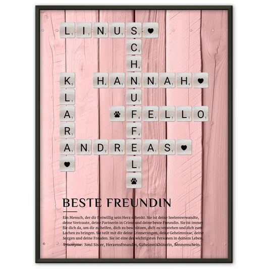 Personalisiertes Poster Definition Beste Freundin Kreuzworträtsel