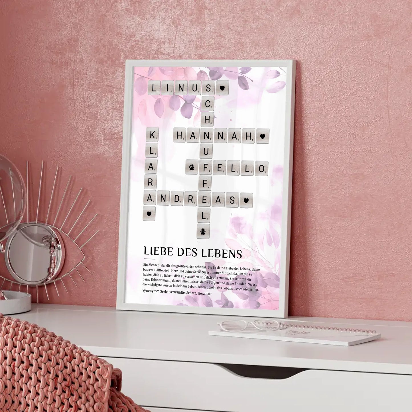 Personalisiertes Poster Definition Liebe des Lebens Kreuzworträtsel