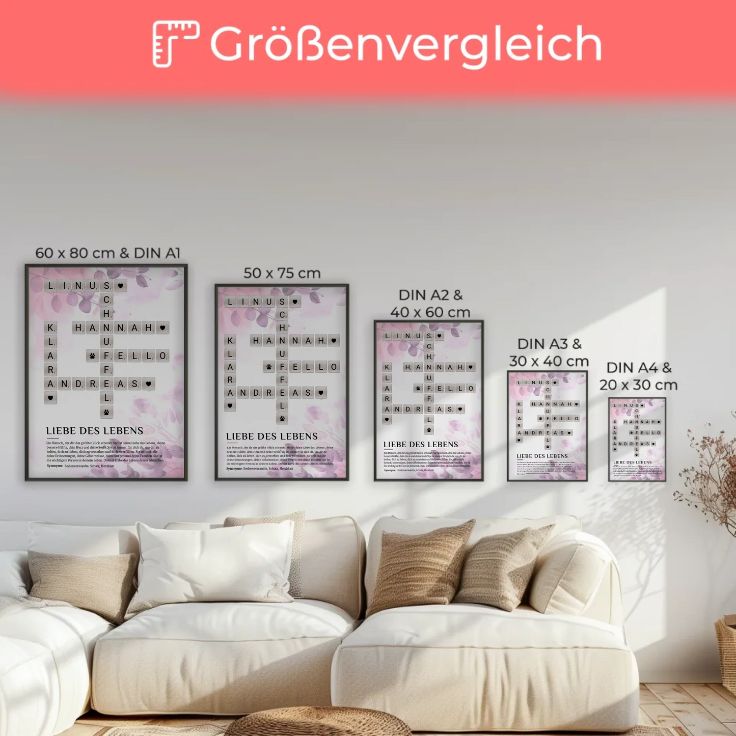 Personalisiertes Poster Definition Liebe des Lebens Kreuzworträtsel