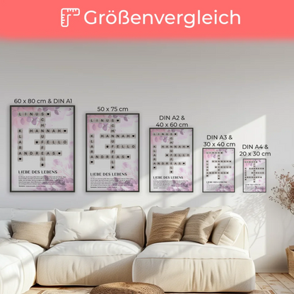 Personalisiertes Poster Definition Liebe des Lebens Kreuzworträtsel