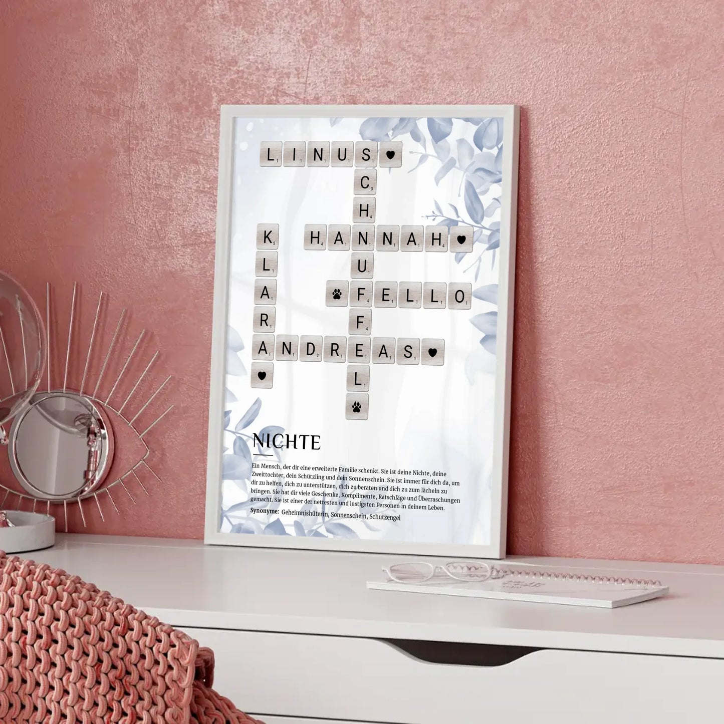 Personalisiertes Poster Definition Nichte Kreuzworträtsel Geschenk