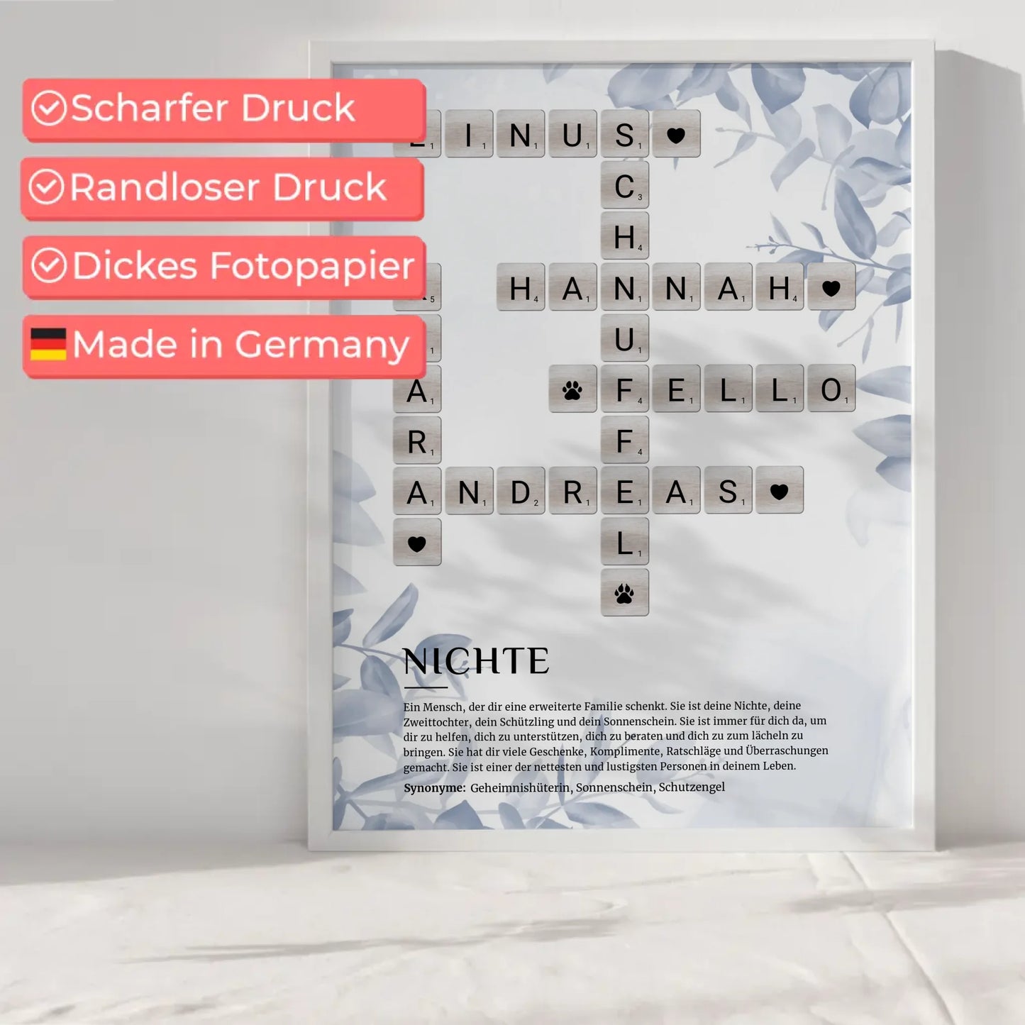 Personalisiertes Poster Definition Nichte Kreuzworträtsel Geschenk