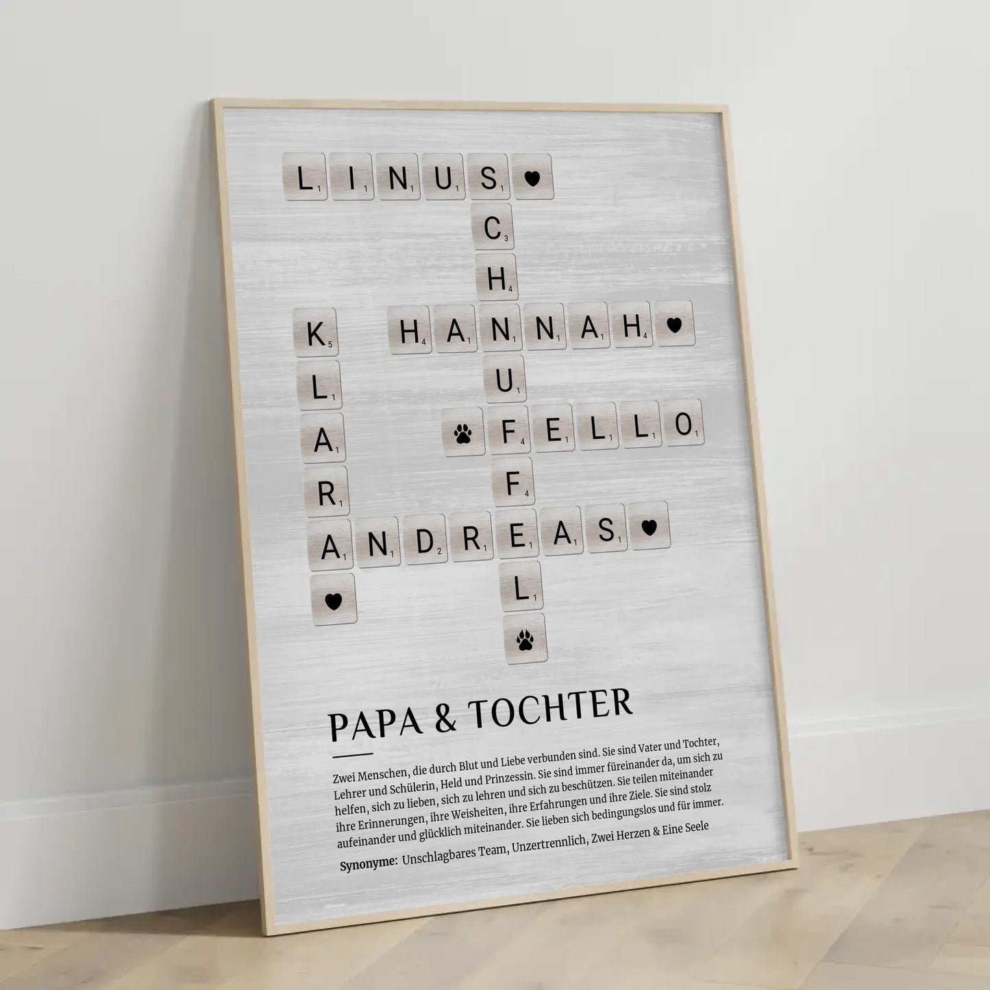 Personalisiertes Poster Definition Papa Tochter Kreuzworträtsel