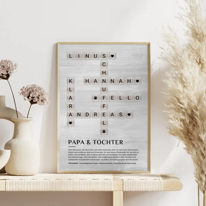 Personalisiertes Poster Definition Papa Tochter Kreuzworträtsel