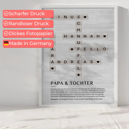 Personalisiertes Poster Definition Papa Tochter Kreuzworträtsel