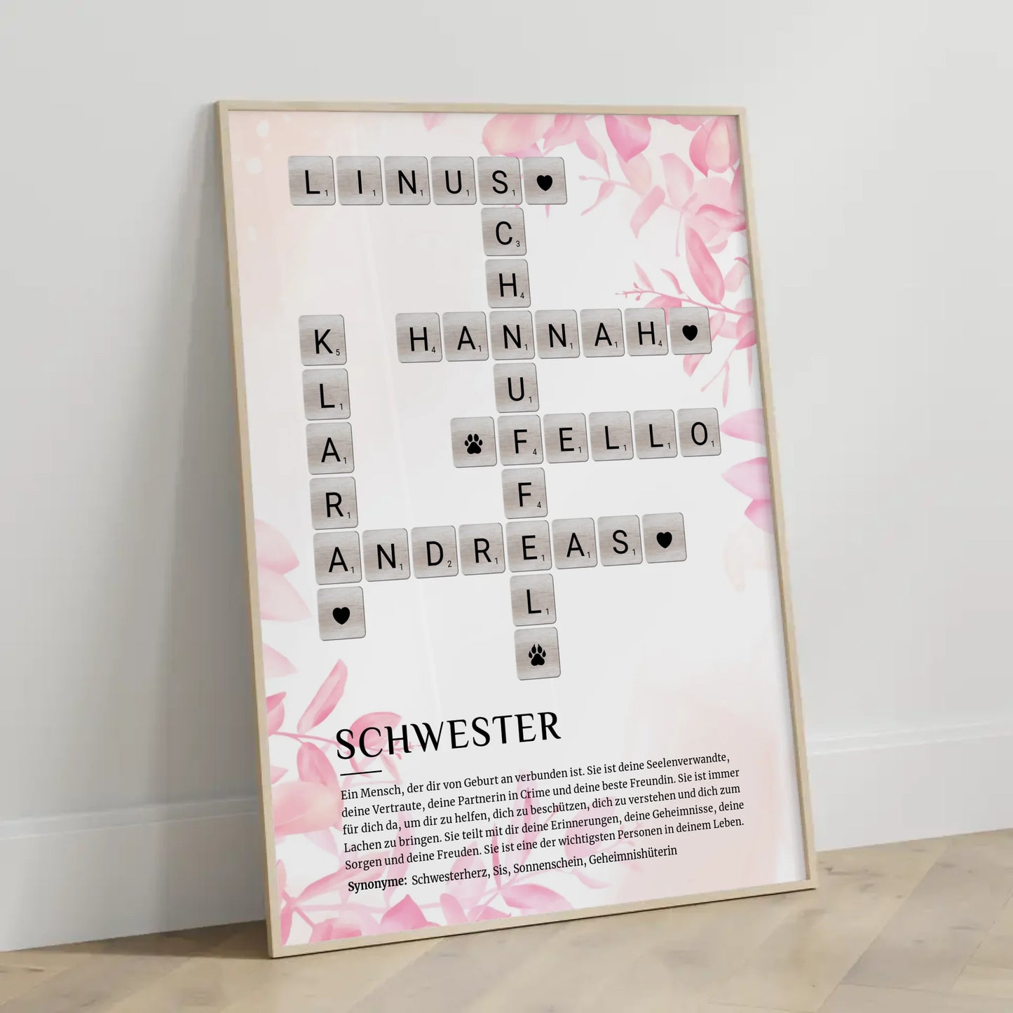 Personalisiertes Poster Definition Schwester Kreuzworträtsel