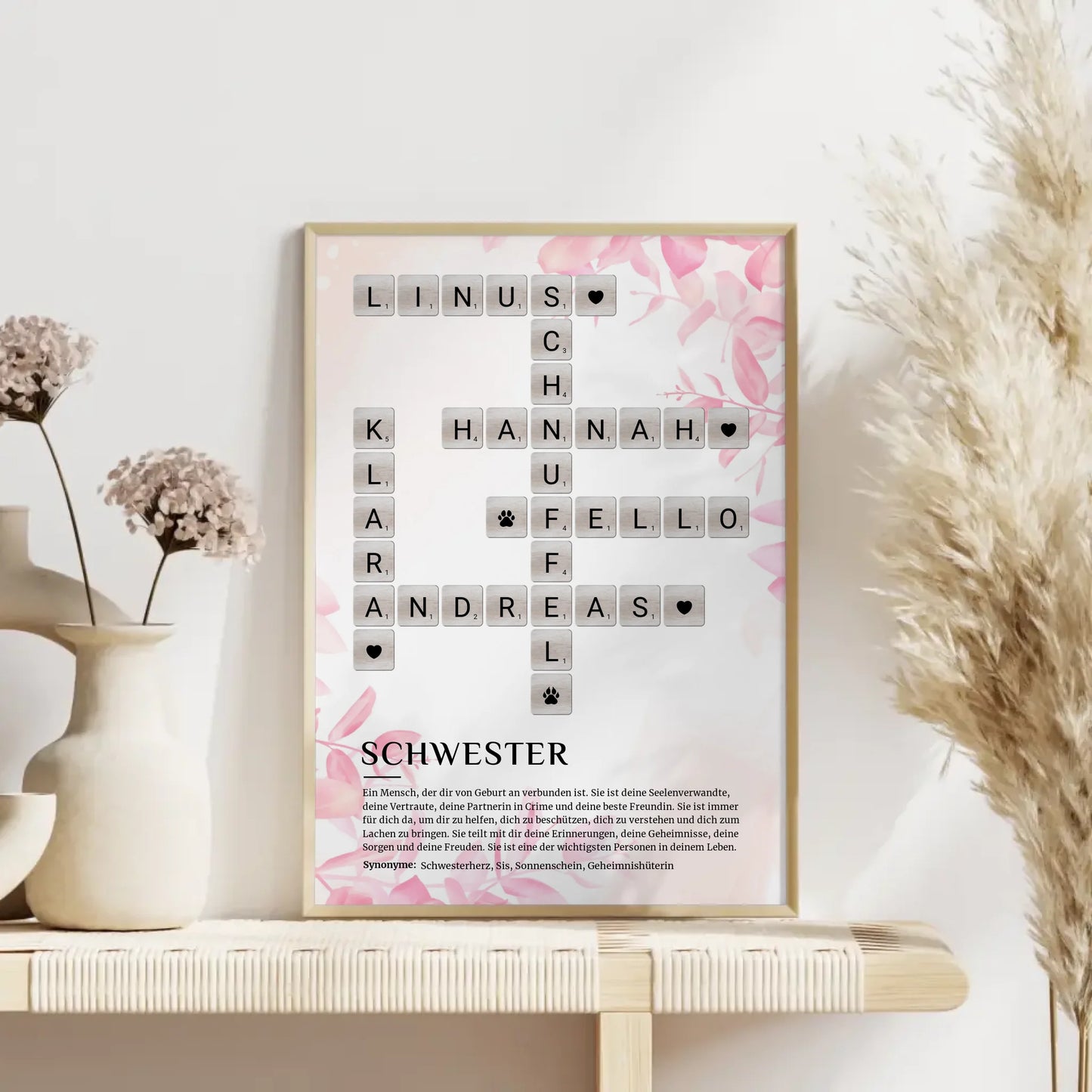 Personalisiertes Poster Definition Schwester Kreuzworträtsel