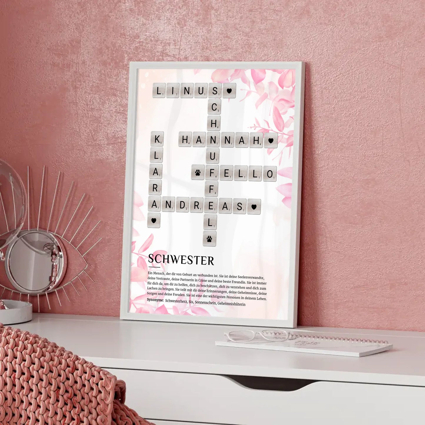 Personalisiertes Poster Definition Schwester Kreuzworträtsel