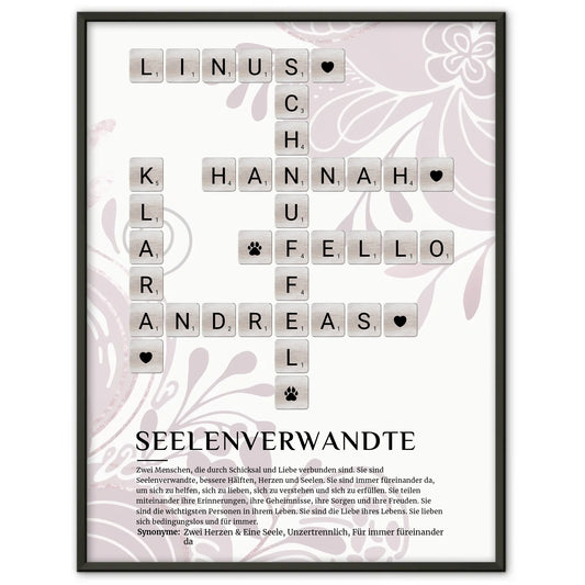 Personalisiertes Poster Definition Seelenverwandte Kreuzworträtsel