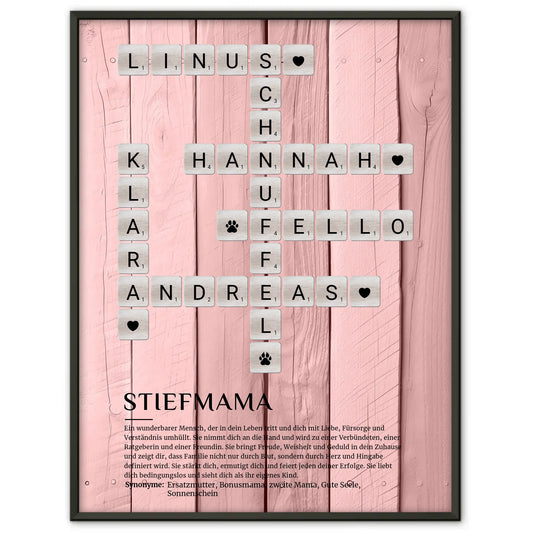 Personalisiertes Poster Definition Stiefmama Kreuzworträtsel