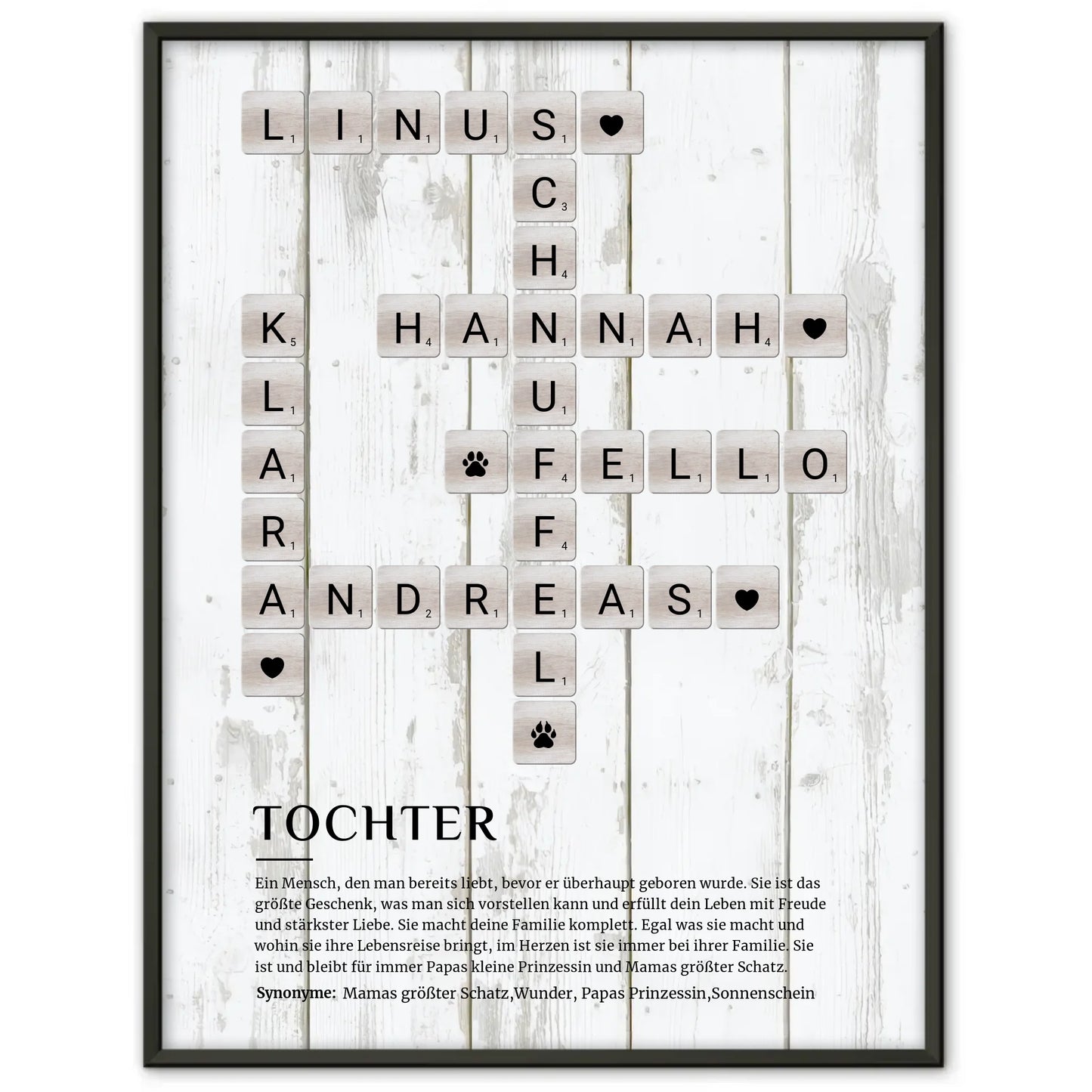 Personalisiertes Poster Definition Tochter Kreuzworträtsel Geschenk