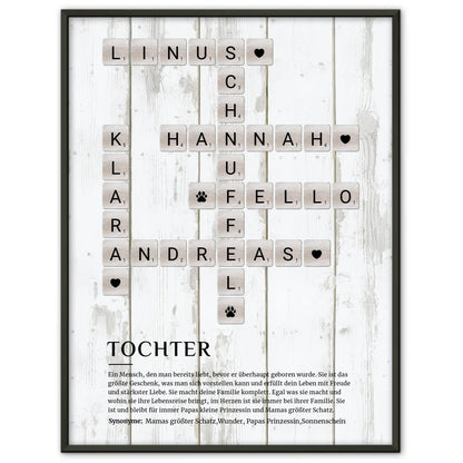 Personalisiertes Poster Definition Tochter Kreuzworträtsel Geschenk