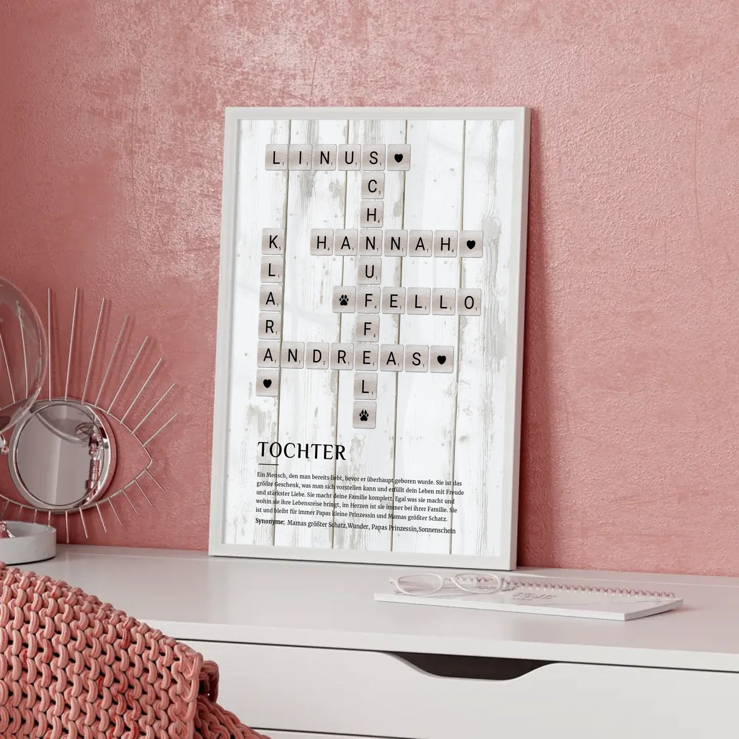 Personalisiertes Poster Definition Tochter Kreuzworträtsel Geschenk