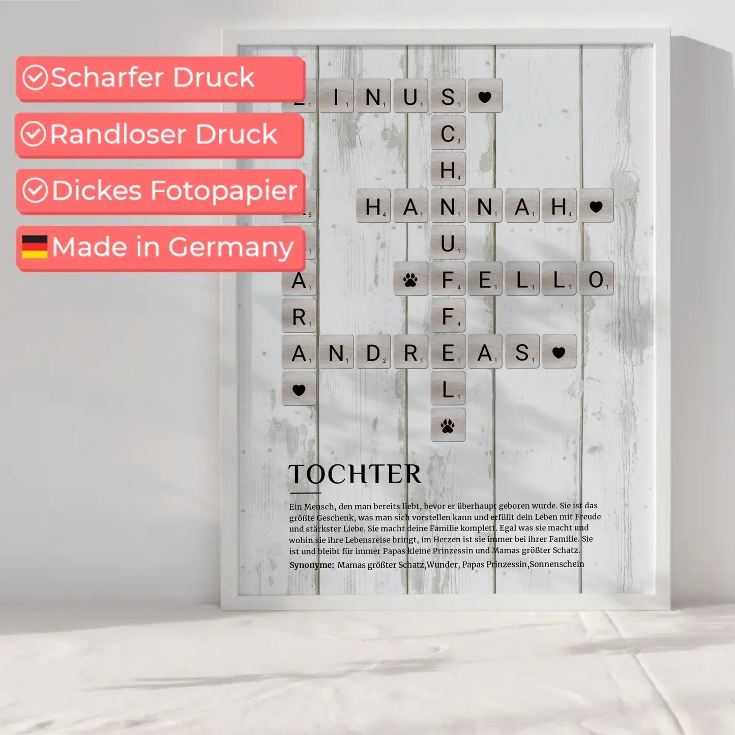 Personalisiertes Poster Definition Tochter Kreuzworträtsel Geschenk