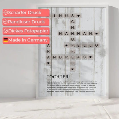 Personalisiertes Poster Definition Tochter Kreuzworträtsel Geschenk