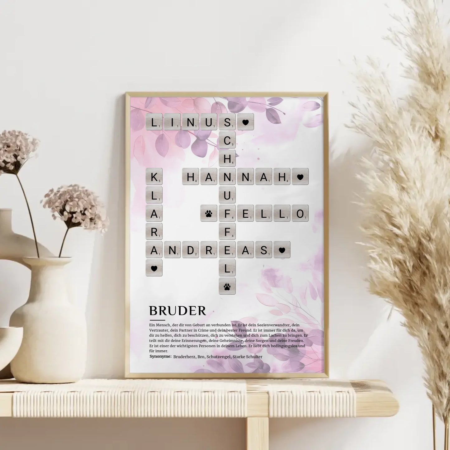 Personalisiertes Poster Definition Bruder Kreuzworträtsel Geschenk