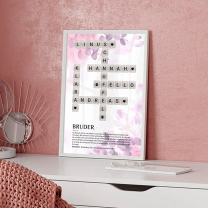Personalisiertes Poster Definition Bruder Kreuzworträtsel Geschenk