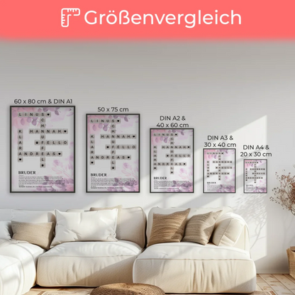 Personalisiertes Poster Definition Bruder Kreuzworträtsel Geschenk