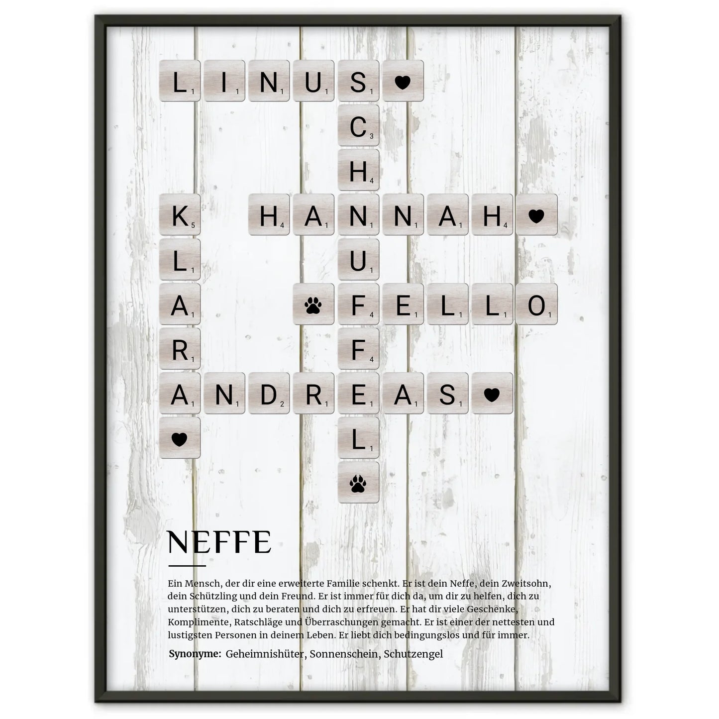 Personalisiertes Poster Definition Neffe Kreuzworträtsel Geschenk