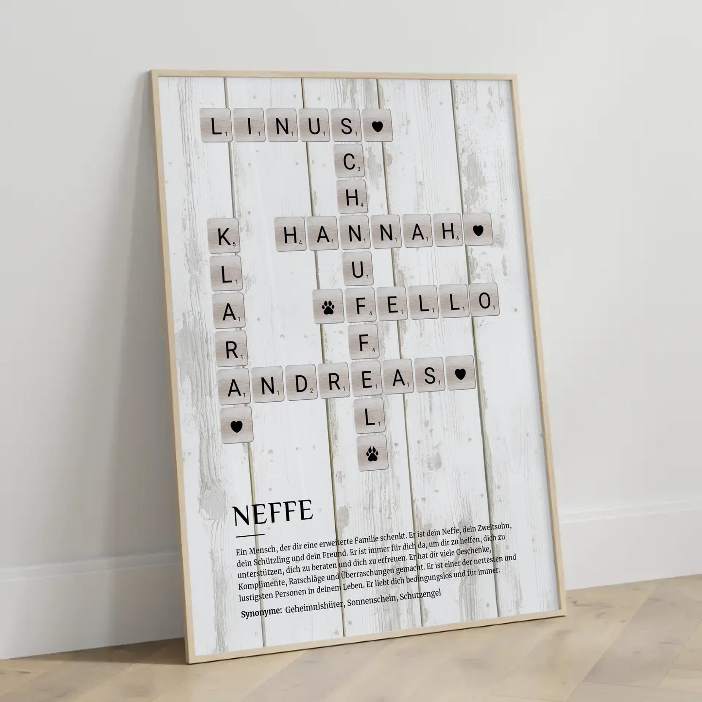 Personalisiertes Poster Definition Neffe Kreuzworträtsel Geschenk