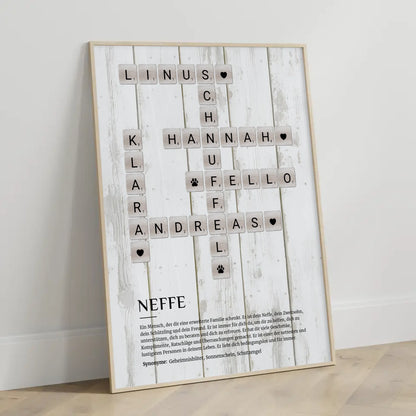 Personalisiertes Poster Definition Neffe Kreuzworträtsel Geschenk