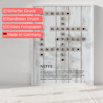 Personalisiertes Poster Definition Neffe Kreuzworträtsel Geschenk