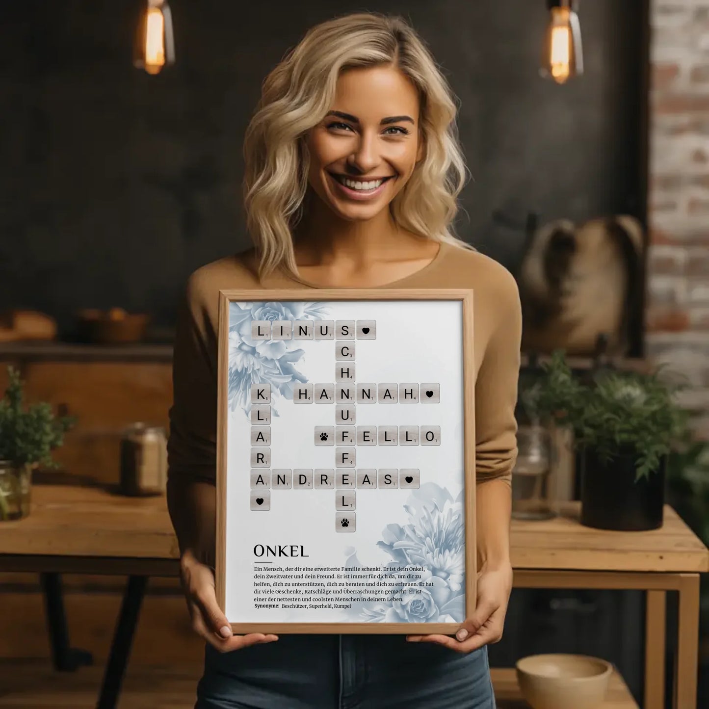 Personalisiertes Poster Definition Onkel Kreuzworträtsel Geschenk