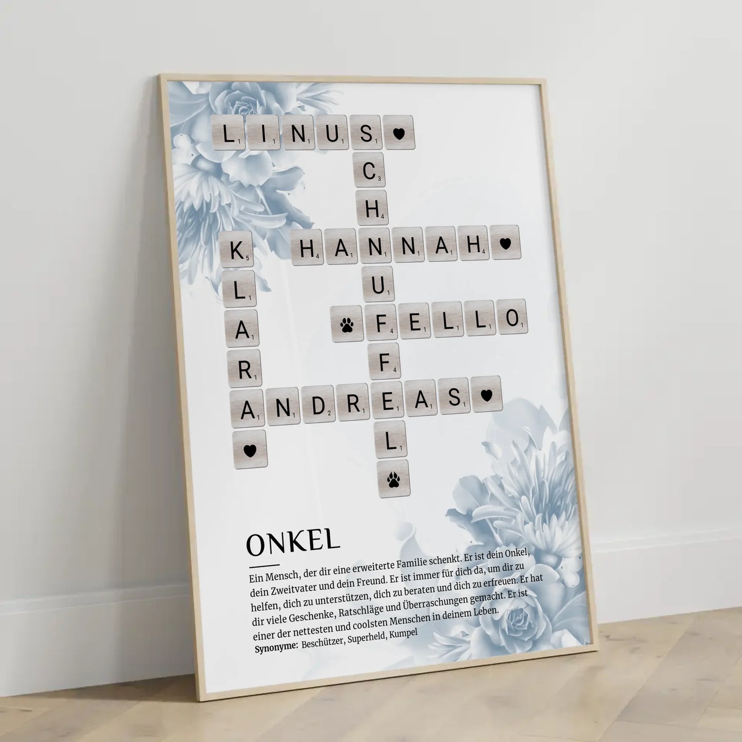 Personalisiertes Poster Definition Onkel Kreuzworträtsel Geschenk