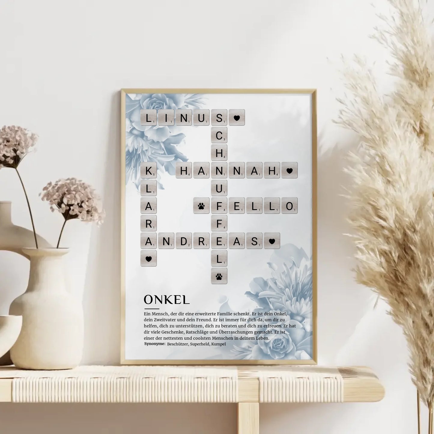 Personalisiertes Poster Definition Onkel Kreuzworträtsel Geschenk