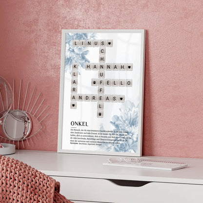 Personalisiertes Poster Definition Onkel Kreuzworträtsel Geschenk