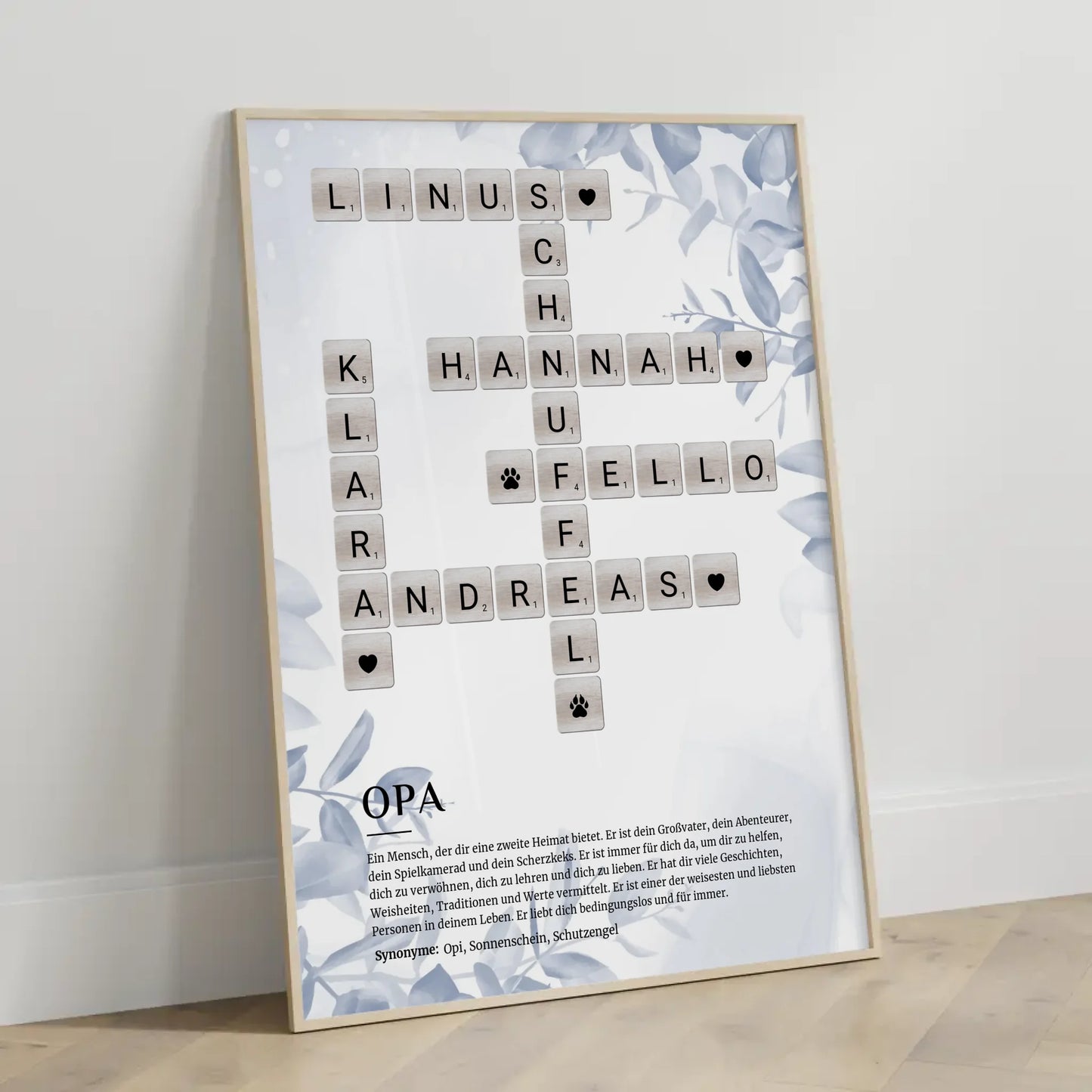 Personalisiertes Poster Definition Opa mit Kreuzworträtsel