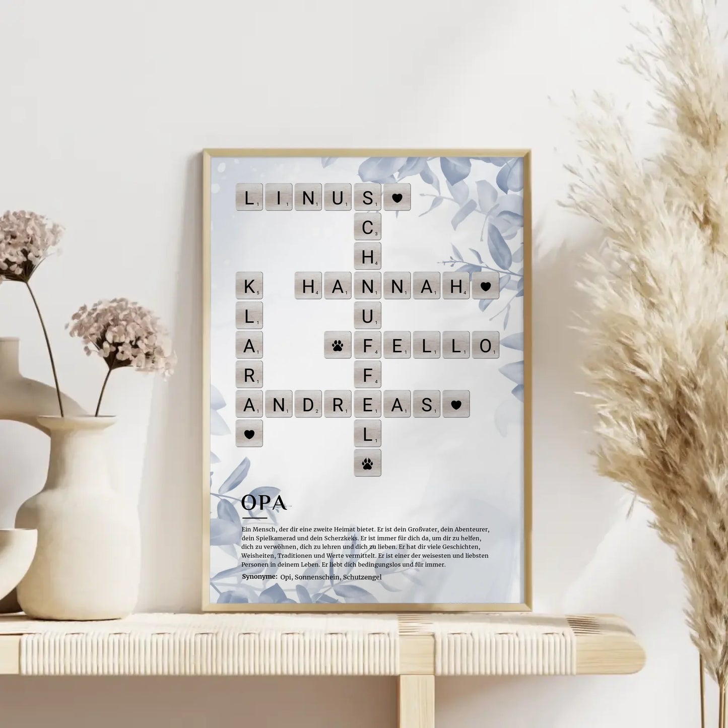 Personalisiertes Poster Definition Opa mit Kreuzworträtsel