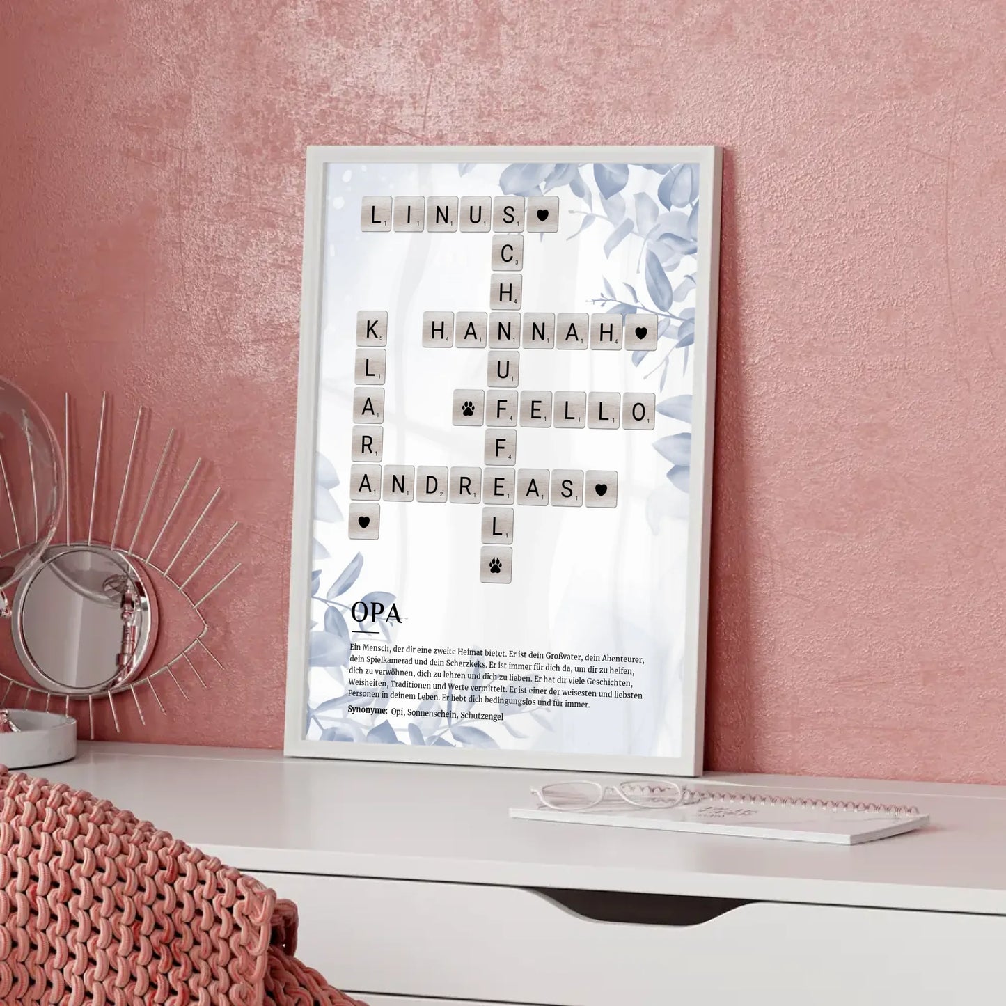 Personalisiertes Poster Definition Opa mit Kreuzworträtsel