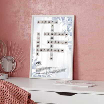 Personalisiertes Poster Definition Opa mit Kreuzworträtsel