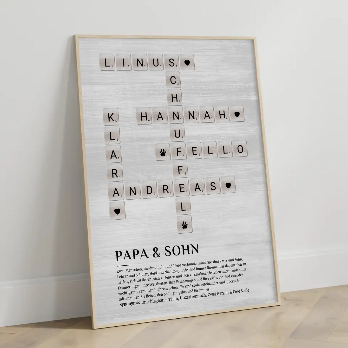 Personalisiertes Poster Definition Papa und Sohn Kreuzworträtsel