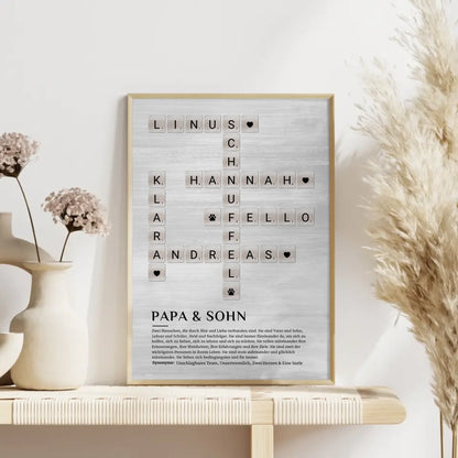 Personalisiertes Poster Definition Papa und Sohn Kreuzworträtsel