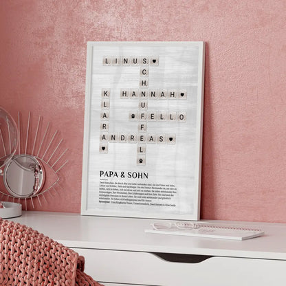 Personalisiertes Poster Definition Papa und Sohn Kreuzworträtsel