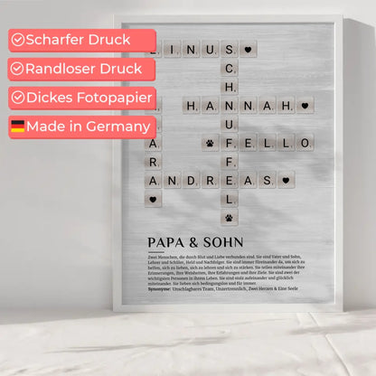 Personalisiertes Poster Definition Papa und Sohn Kreuzworträtsel