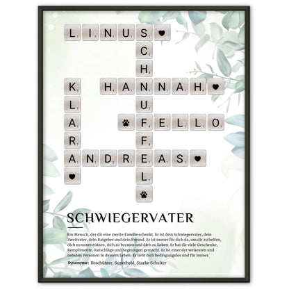 Personalisiertes Poster Definition Schwiegervater Kreuzworträtsel