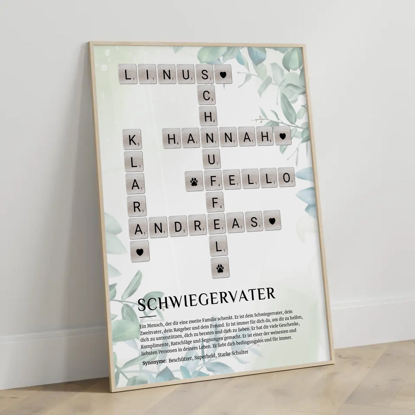 Personalisiertes Poster Definition Schwiegervater Kreuzworträtsel