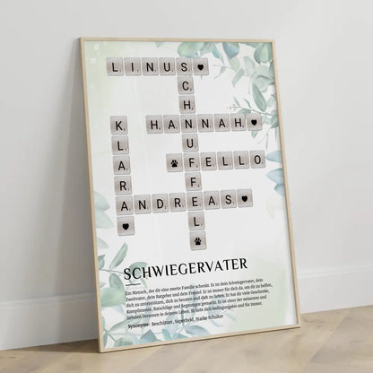Personalisiertes Poster Definition Schwiegervater Kreuzworträtsel