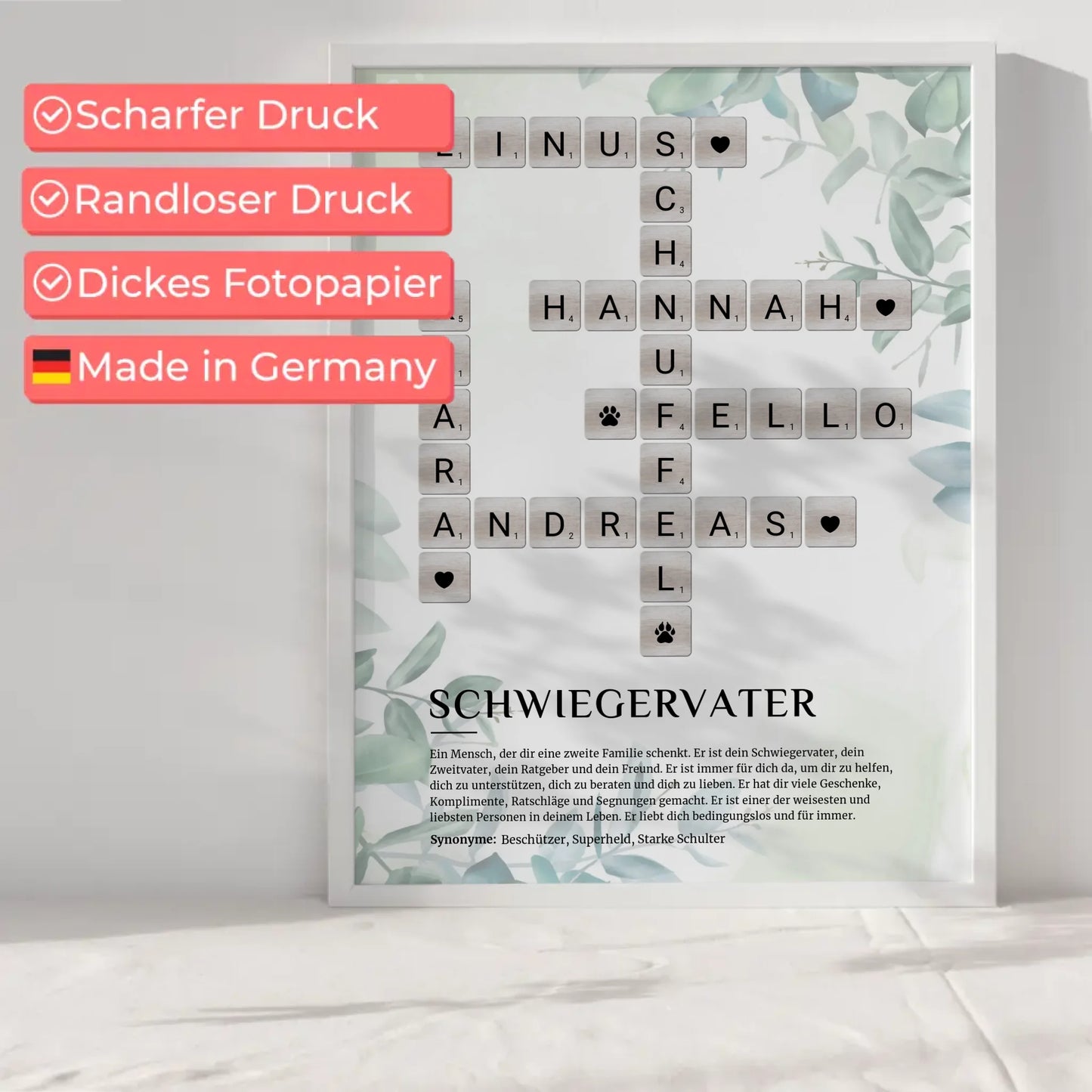Personalisiertes Poster Definition Schwiegervater Kreuzworträtsel