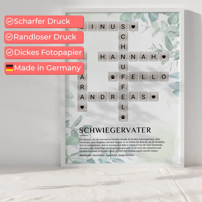 Personalisiertes Poster Definition Schwiegervater Kreuzworträtsel