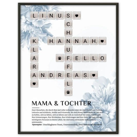 Mama und Tochter Definition Bild Poster Kreuzworträtsel Geschenk