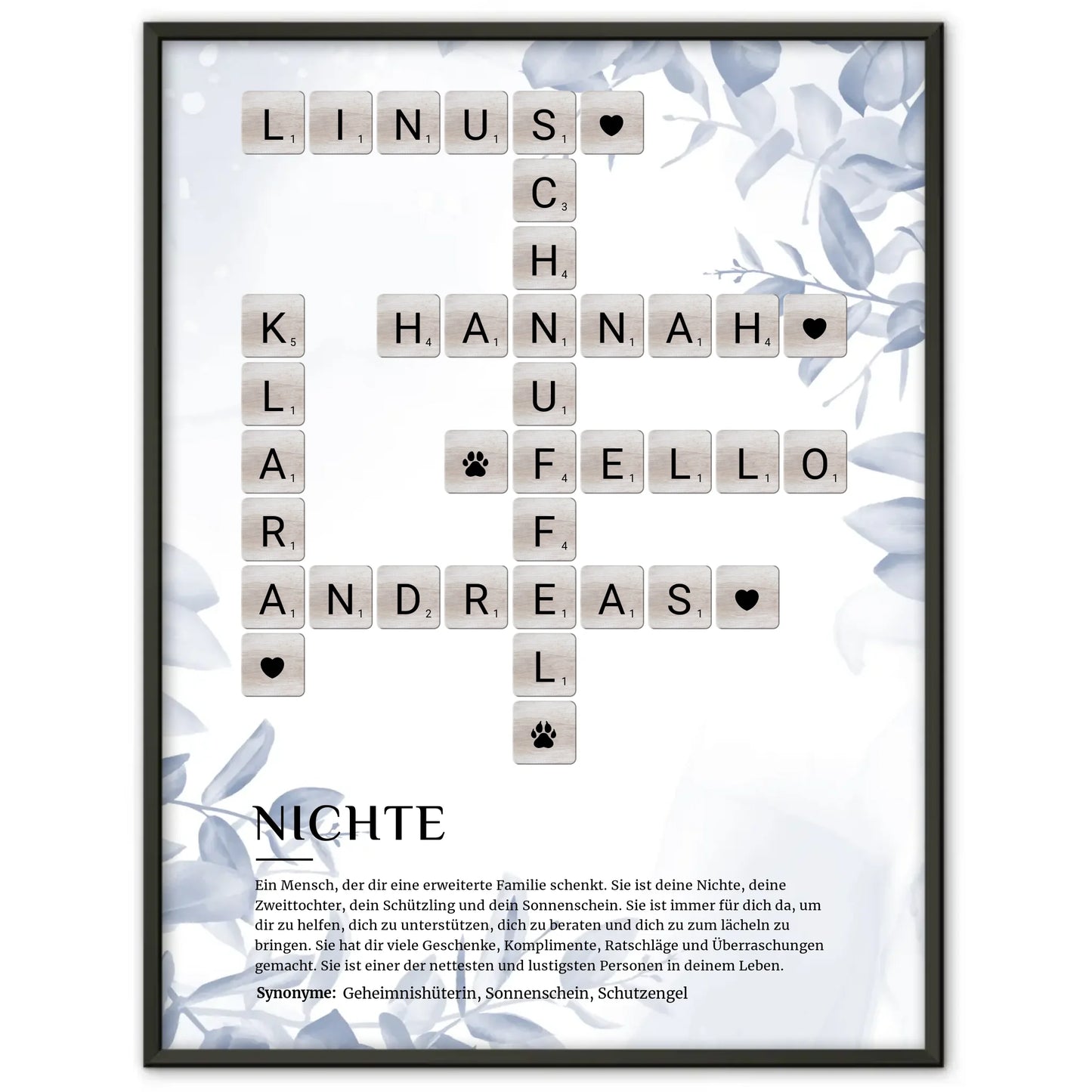 Nichte Definition Bild Poster mit Kreuzworträtsel gestalten