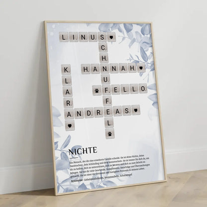 Nichte Definition Bild Poster mit Kreuzworträtsel gestalten
