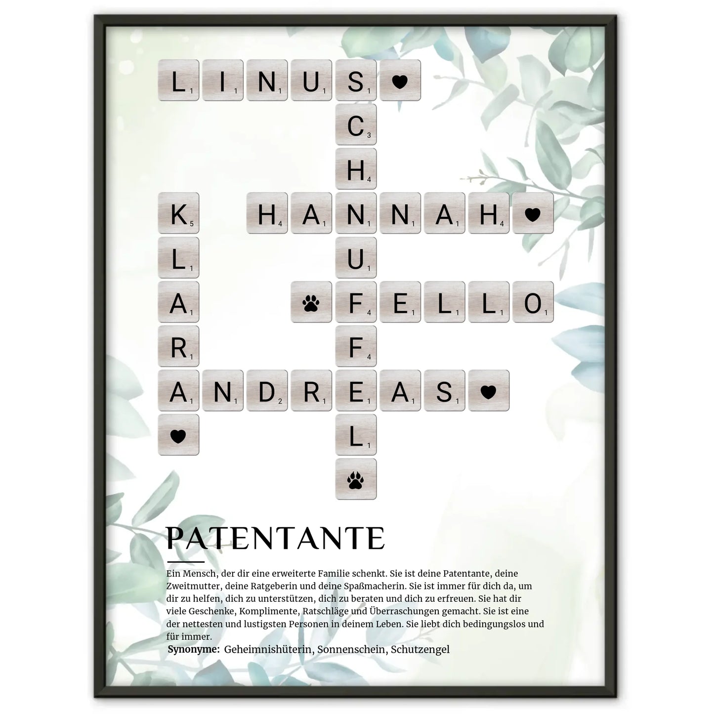 Patentante Definition Bild Poster Kreuzworträtsel Geschenk