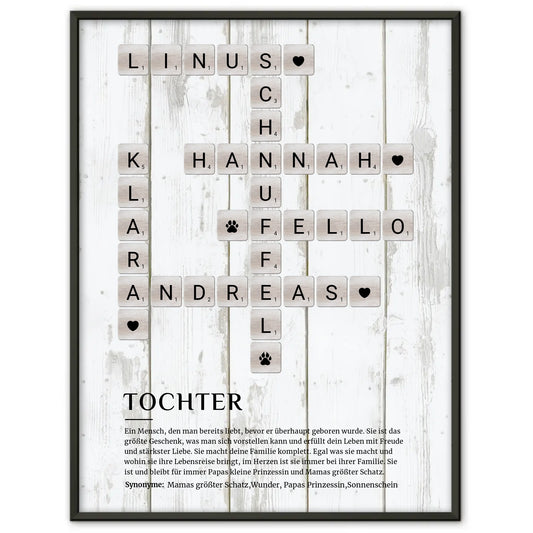 Tochter Definition Bild Poster Kreuzworträtsel Geschenkidee