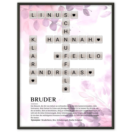 Bruder Definition Bild Poster Kreuzworträtsel personalisiert